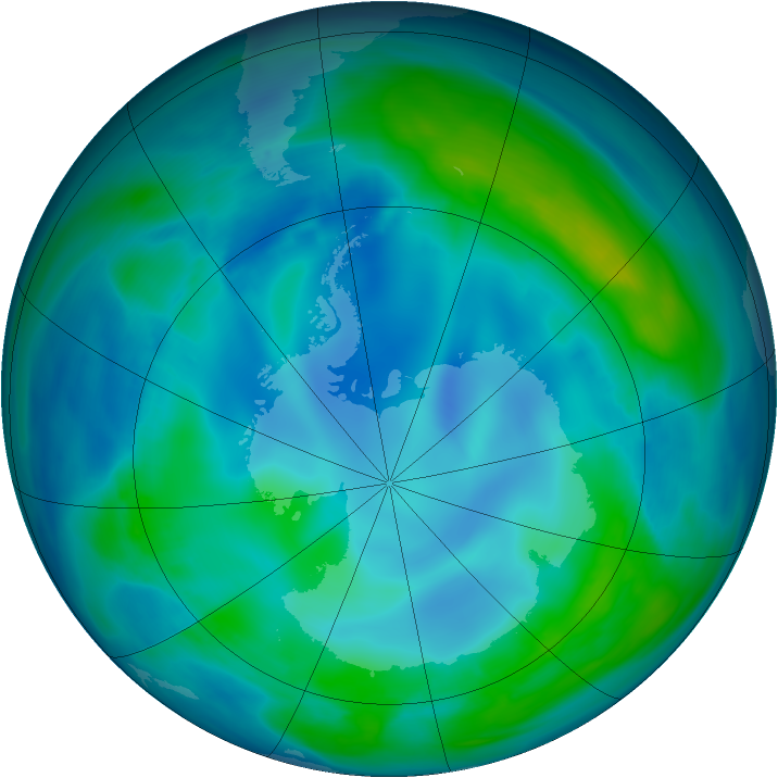 Antarctic ozone map for 08 May 2007